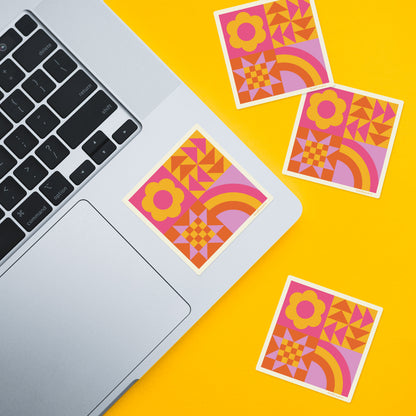 Colorful Quilt Block Sticker image 1
